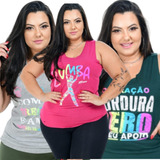 Kit 3 Regata Academia Feminina Fitness Caminhada Plus Size