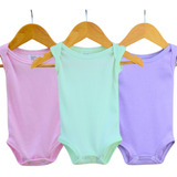 Kit 3 Regata Body Bebê Infantil Malha Canelada Menina o