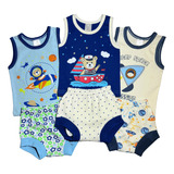 Kit 3 Regata E 3 Short Roupa De Bebê Estampado Algodão