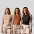 Kit 3 Regata Feminina Listrada Slim Tecido Resistente