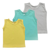Kit 3 Regatas Camisetas Bebê Pijama Menino Menina Verão
