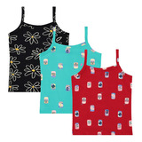 Kit 3 Regatas Infantil Alcinha Menina Estampada Malwee Kids