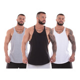 Kit 3 Regatas Masculinas Cavada Treino Musculação Esportiva