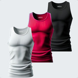 Kit 3 Regatas Masculinas Moda Dry fit Treino Academia Lazer