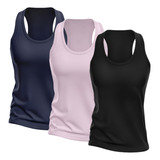 Kit 3 Regatas Nadador Feminina Dry Camisa Treino Academia