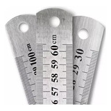 Kit 3 Réguas 30cm 60cm 1 Metro Metal Aço Inox