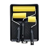 Kit 3 Rolos De Espuma P Pintura Com Bandeja 5 9 15cm Amarelo