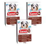 Kit 3 Sabonete Em Barra Coco Sanol Dog Para Cães E Gatos 90g