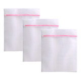 Kit 3 Sacos Lavar Roupa Intima Lingerie Delicada Zíper 40x50