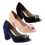 Kit 3 Sapato Peeptoe Feminino Salto Alto Atacado Confortavel