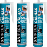 Kit 3 Selante Veda Calhas Rufos Fungicida Cola 400g Unipega