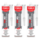 Kit 3 Selantes Pu 40 Poliuretano Cibra Flex Cinza