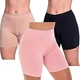 Kit 3 Short Bermuda Íntimo Anágua Segunda Pele Liso Não Marca Feminina Adulto Multicolorido M