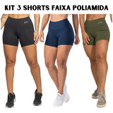 Kit 3 Short Faixa Lateral Poliamida C  Proteção Uv50 