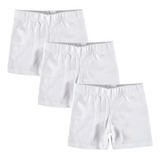 Kit 3 Short Infantil Feminino Cotton Liso Básico Malwee