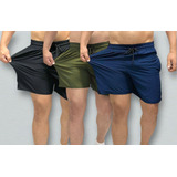 Kit 3 Short Masculino Academia Praia C Lycra Tactel Bermuda