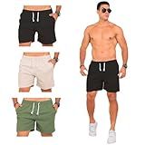 Kit 3 Short Masculino Em Linho Premium Bermudinha Linho Tendencia Preto Bege Verde GG