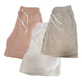 Kit 3 Short Masculino Linho Mauricinho Bermuda Slim Premium