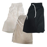 Kit 3 Short Masculino Linho Mauricinho Bermuda Slim Premium