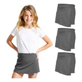 Kit 3 Short saias Infantil Cinza chumbo