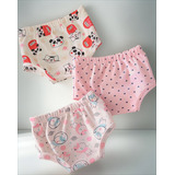 Kit 3 Shorts Bebê Menina Verão Algodão Tapa Fraldas