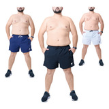 Kit 3 Shorts Bermuda Praia Masculina Básico Tactel Plus Size