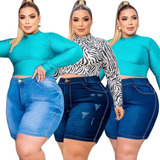 Kit 3 Shorts Jeans Plus Size Bermudas Com Lycla elastano