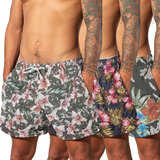 Kit 3 Shorts Masculino 2 Bolsos Estampado Praia Verão 086