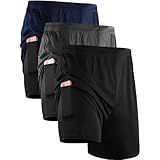 Kit 3 Shorts Masculino 2 Em 1 Fitness Bermuda Para Treino P 