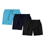 Kit 3 Shorts Masculino Básico Academia Praia Piscina Adulto