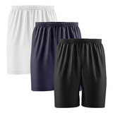 Kit 3 Shorts Masculino Calção Com Elástico Futebol Academia