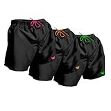 Kit 3 Shorts Moda Praia Lisos Tactel Masculinos Cordão Neon Relaxado (gg, Preto(verde, Laranja E Rosa))