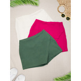 Kit 3 Shorts Saia Alfaiataria Moderna Estilosa Fashion