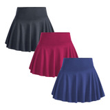 Kit 3 Shorts Saia Fitness Feminina Cintura Alta Tapa Bumbum