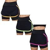 Kit 3 Shorts Saia Ginastica Academia Cintura Alta Fitness Tênis Suplex BR Alfa M Regular Regular Laranja Verde E Rosa 