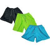 Kit 3 Shorts Shortinho Masculino Adulto Varias Cores Liso