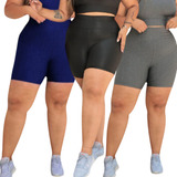 Kit 3 Shorts Suplex Plus Size Academia Fitness Legging