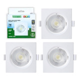 Kit 3 Spot Led 7w Embutir Quadrado Alltop Par20 Taschibra