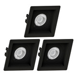 Kit 3 Spot Preto Embutir Recuado Direcionável Lâmpada Par20
