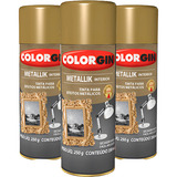 Kit 3 Sprays Colorgin Metallik Interior Dourado