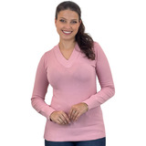 Kit 3 Sueter Decote V Basico Blusa Tricot Feminina Qualidade