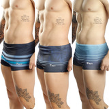 Kit 3 Sungas Masculina Boxer Estampadas Forrada Verão Praia