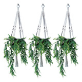Kit 3 Suporte Decorativo P plantas Macrame Hanger 75cm Cru