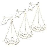 Kit 3 Suporte Margarida Suspenso Completo Para Vaso E Planta Dourado 3 Corrente 44cm Para Pendurar Na Parede De Metal Artístico De Luxo