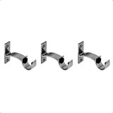 Kit 3 Suportes Parede Para Varão Cortina 28mm Cores Cor Cromado
