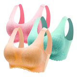 Kit 3 Sutiã 5d Top Conforto Premium Sem Costura Bojo Renda