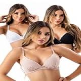 Kit 3 Sutiãs De Bojo Sem Aro Conforto Total 2089 Cor Preto Bege Branco Tamanho P