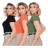 Kit 3 T`shirt Feminina Basica Gola Redonda Detalhe De Metal