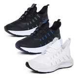 Kit 3 Tênis Caminhada Training Academia Leve Masculino