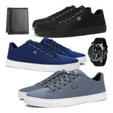 Kit 3 Tênis Masculino Sapatenis Casual E Relogio Carteira 